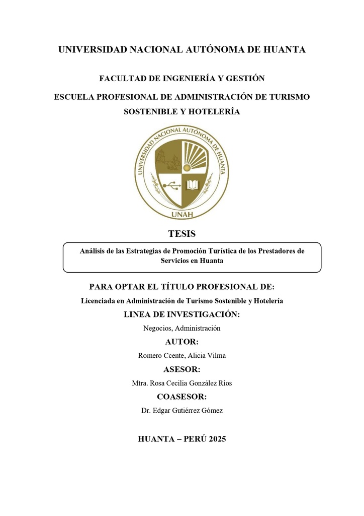 Análisis de las Estrategias de Promoción Turística de los Prestadores de Servicios en Huanta