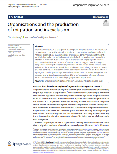 Organisations and the production of migration and in/exclusion