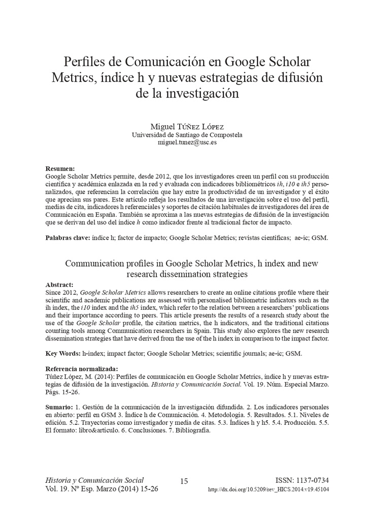 Historia y Comunicación Social Vol. 19 (aproximadamente 2014) (dentro de número regular)