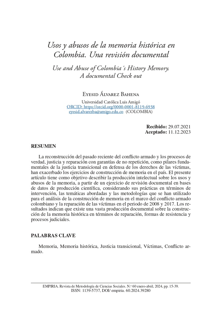 Revista de Investigación de Ciencias Sociales Núm. 60