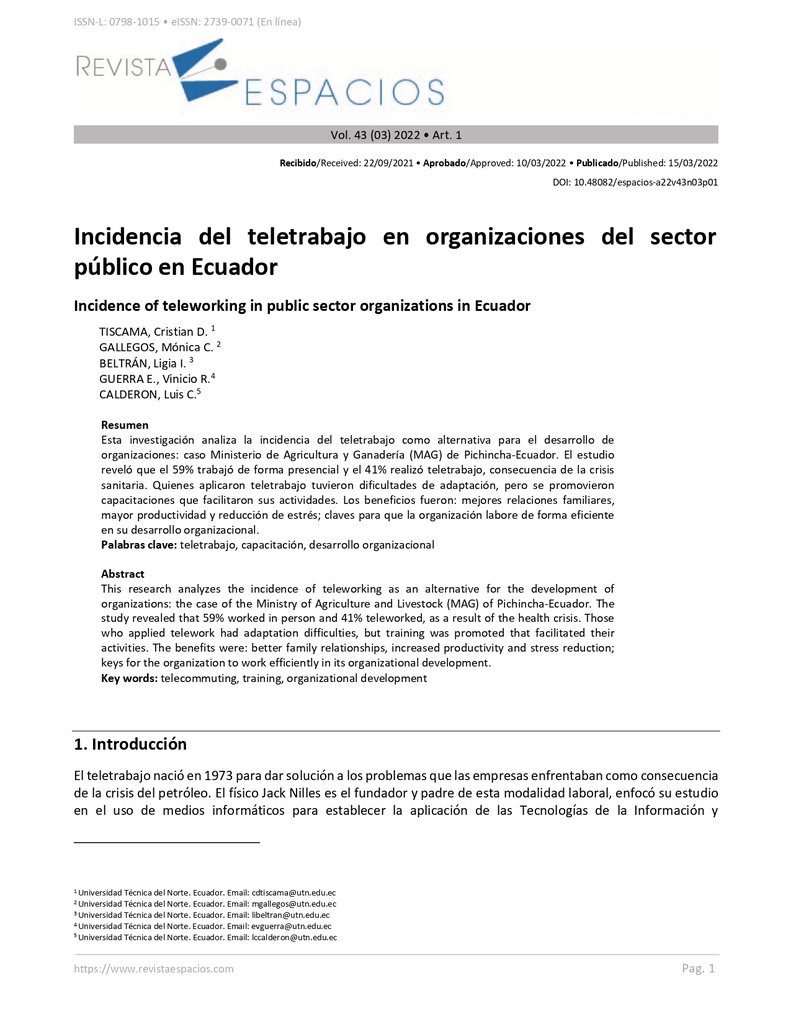 Revista Espacios Vol. 43 (Nº 03)