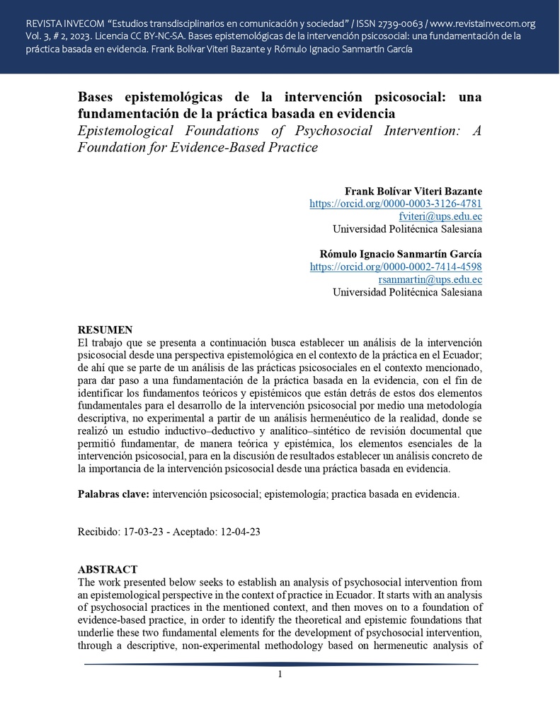 Revista InveCom Vol. 3 Núm. 2