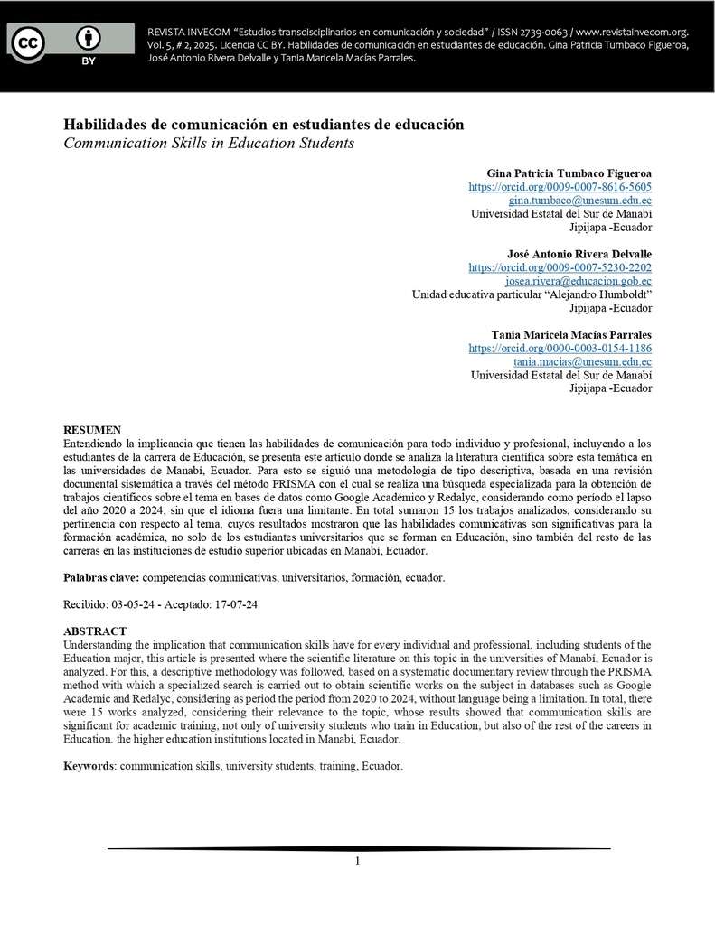 Revista InveCom Vol. 5 Núm. 2