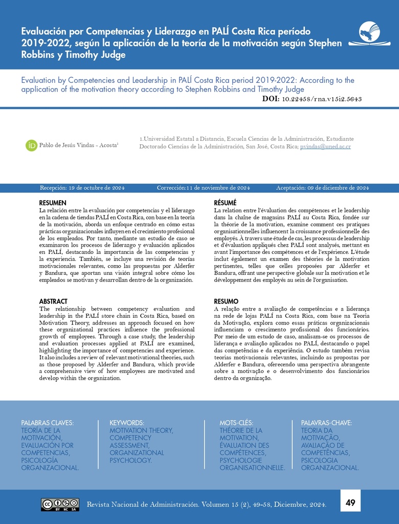 Revista Nacional de Administración Vol. 15 Núm. 2