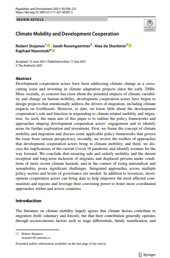 Climate Mobility and Development Cooperation