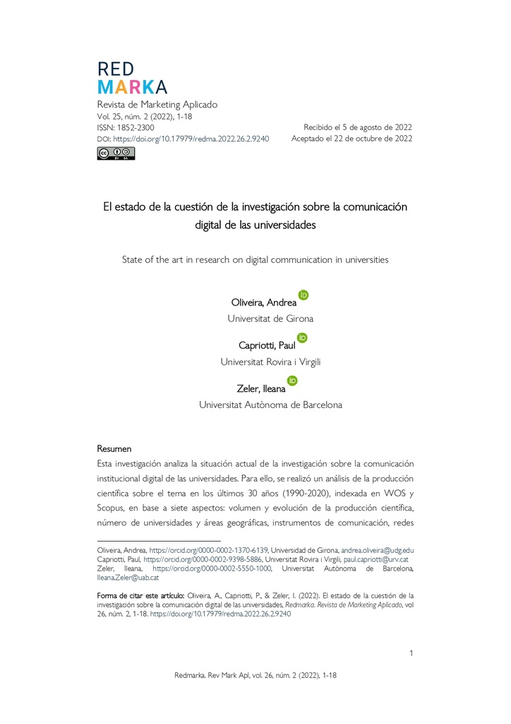 Revista de Marketing Aplicado Vol. 26 Núm. 2: Las relaciones públicas: una visión de la praxis y la teoría
