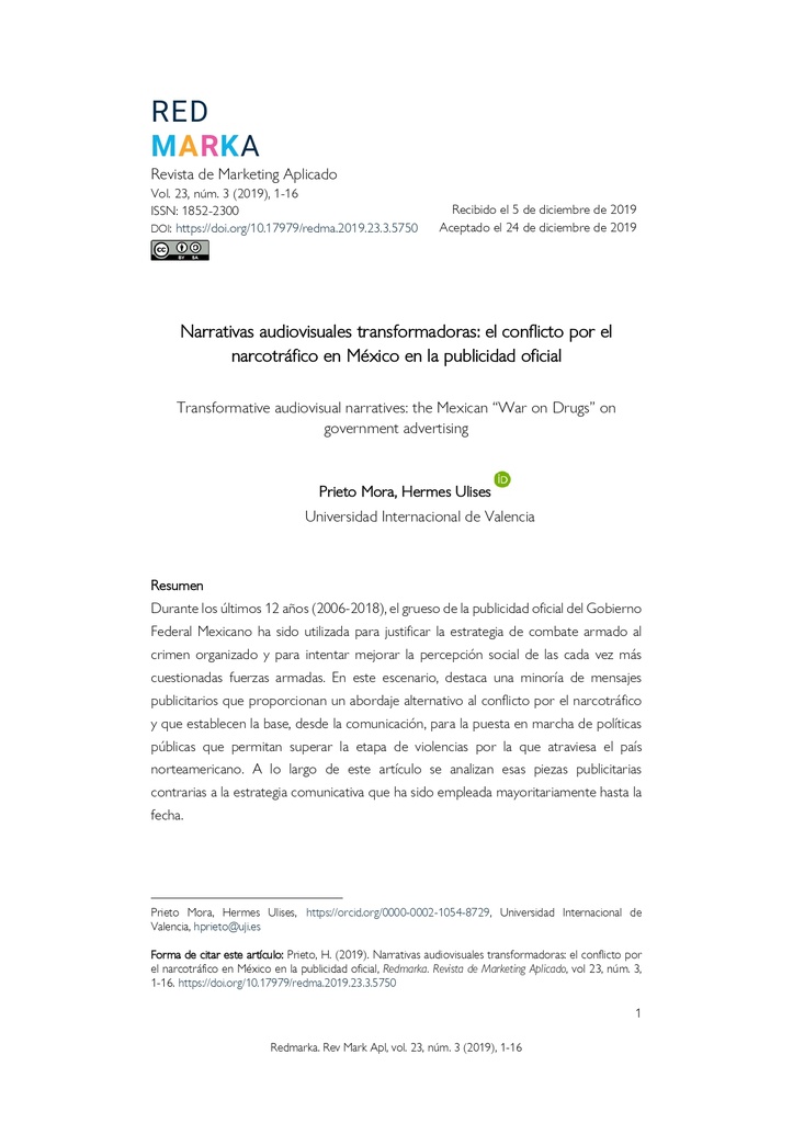 Revista de Marketing Aplicado Vol. 23 Núm. 3: Monográfico. Debates electorales televisados