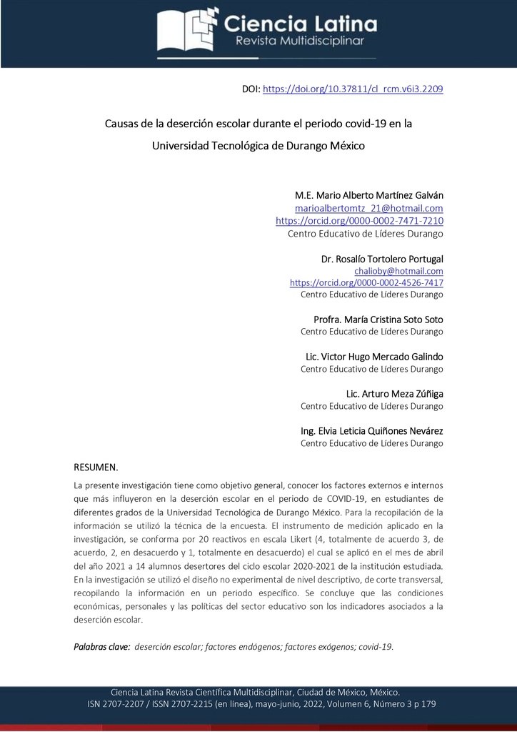 Ciencia Latina Revista Multidisciplinar Vol. 6 Núm. 3