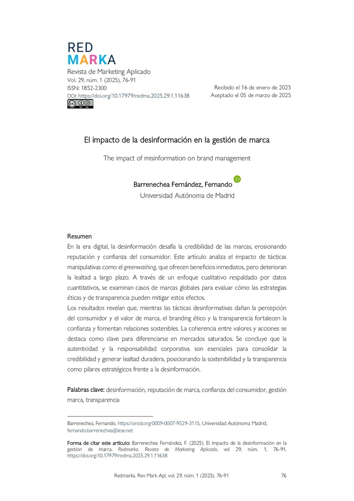 Revista de Marketing Aplicado Vol. 29 Núm. 1: El marketing hoy