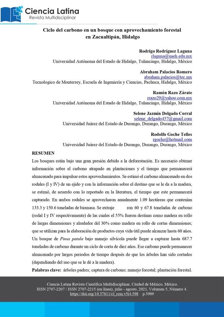 Ciencia Latina Revista Multidisciplinar Vol. 5 Núm. 4