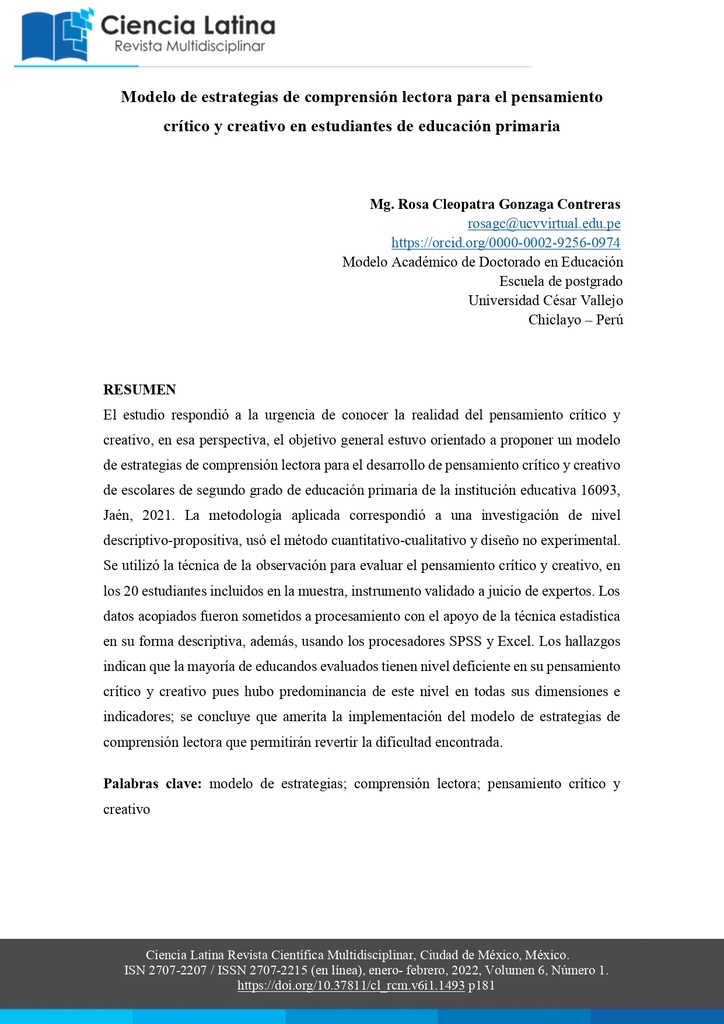 Ciencia Latina Revista Multidisciplinar Vol. 6 Núm. 1