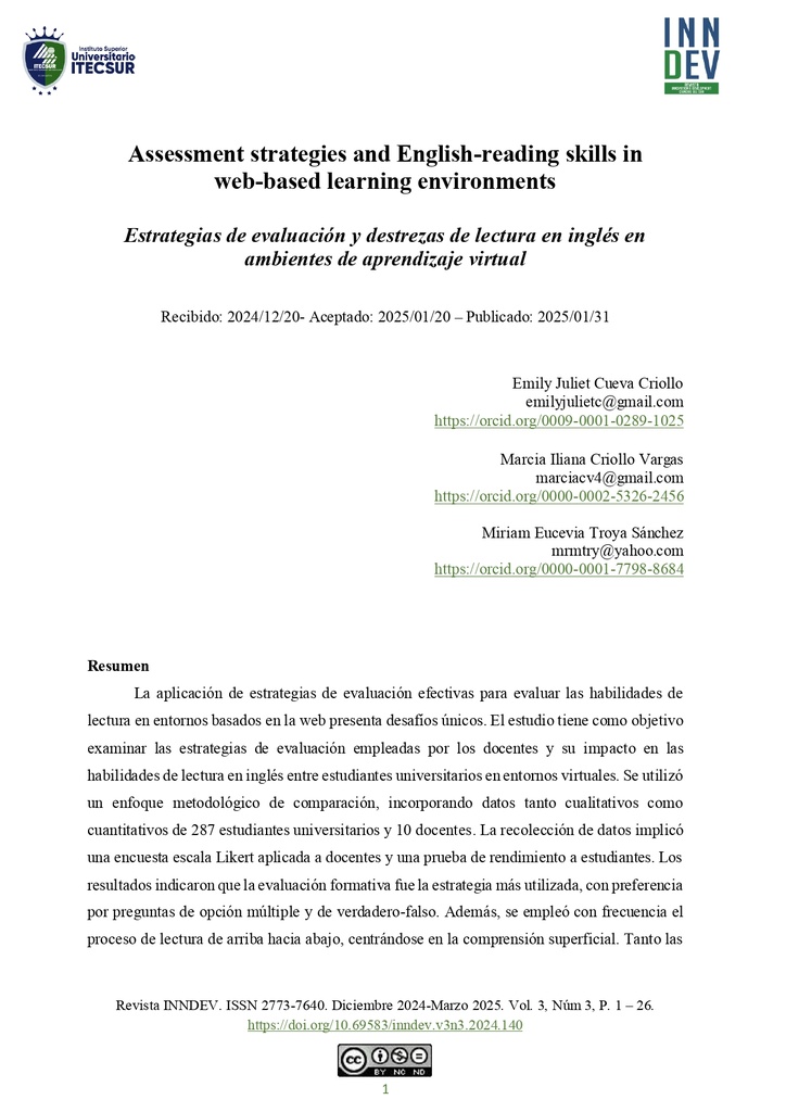 Revista INNDEV – Innovation &amp; Development Ciencias del Sur Vol. 3 Núm. 3