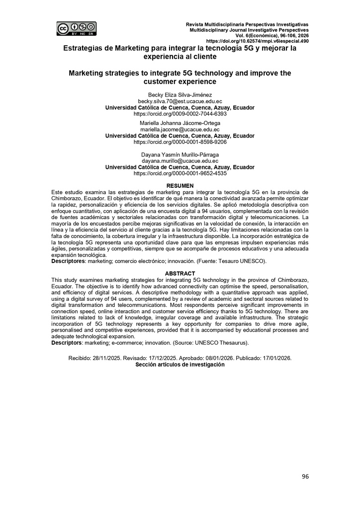 Revista Multidisciplinaria Perspectivas Investigativas Vol. 6 Núm. especial