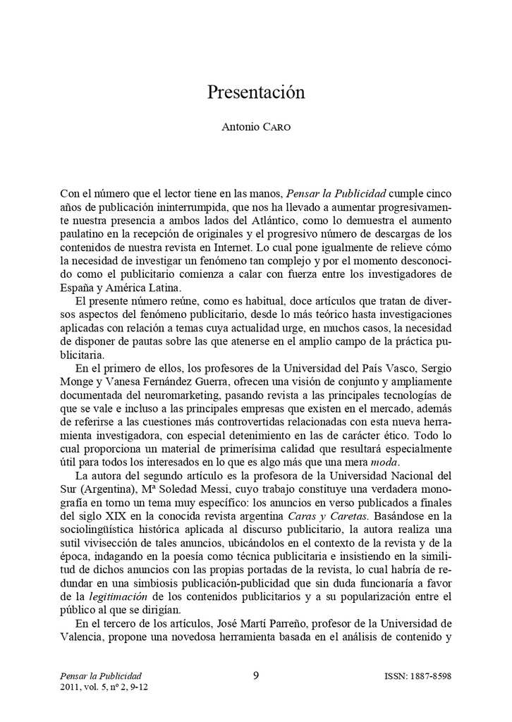 Revista Internacional de Investigaciones Publicitarias Vol. 5 Núm. 2