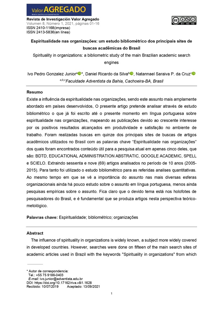 Revista de Investigación Valor Agregado Vol. 8 Núm. 1