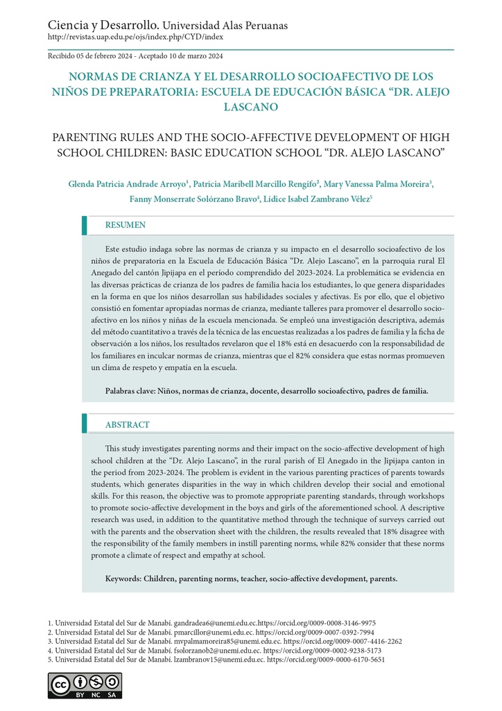 Revista de Cientifica Ciencia y Desarrollo Vol. 27, Núm. 2