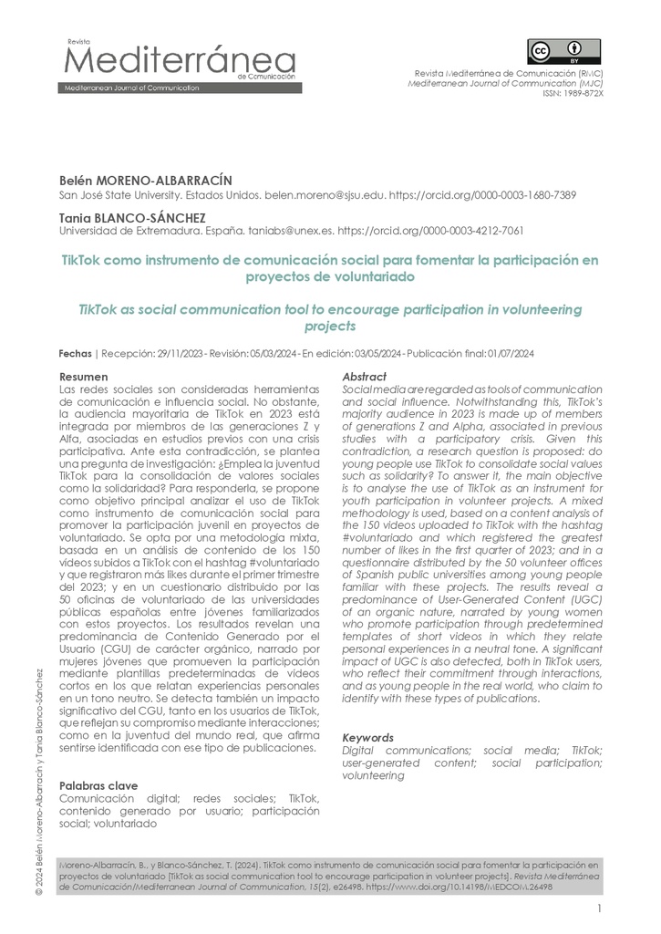 TikTok como instrumento de comunicación social para fomentar la participación en proyectos de voluntariado