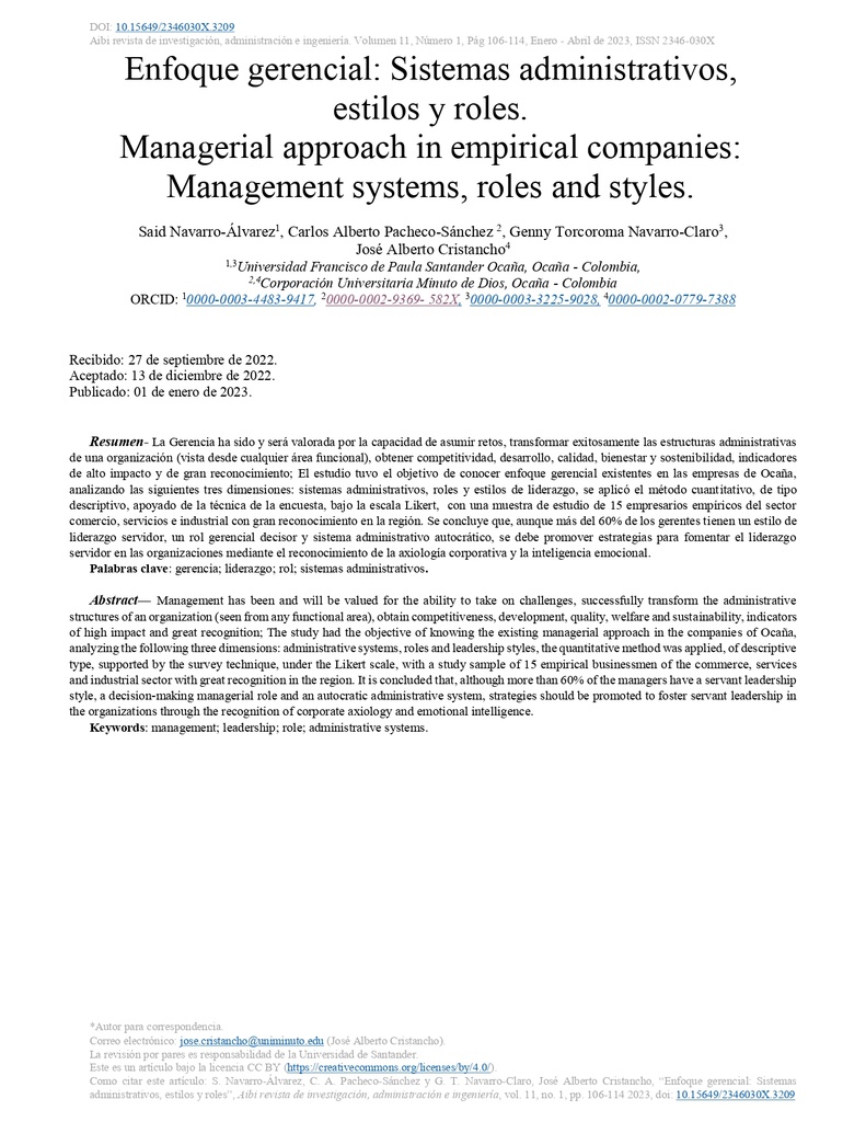 Enfoque gerencial: Sistemas administrativos, estilos y roles