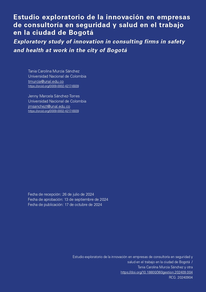 Estudio exploratorio de la innovación en empresas de consultoría en seguridad y salud en el trabajo en la ciudad de Bogotá
