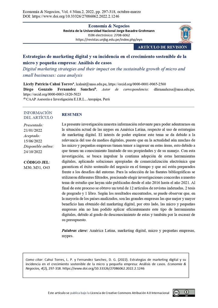 Estrategias de marketing digital y su incidencia en el crecimiento sostenible de la micro y pequeña empresa: Análisis de casos
