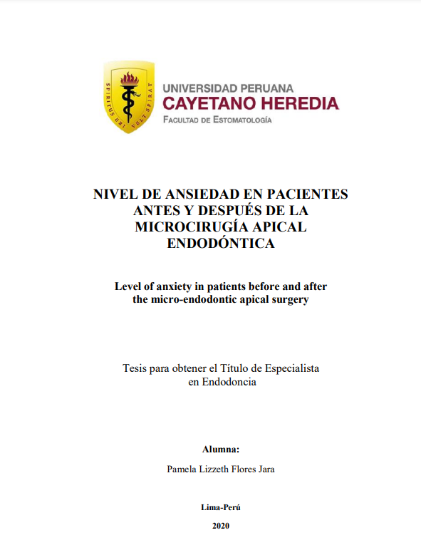 Nivel de ansiedad en pacientes antes y después de la microcirugía apical endodóntica