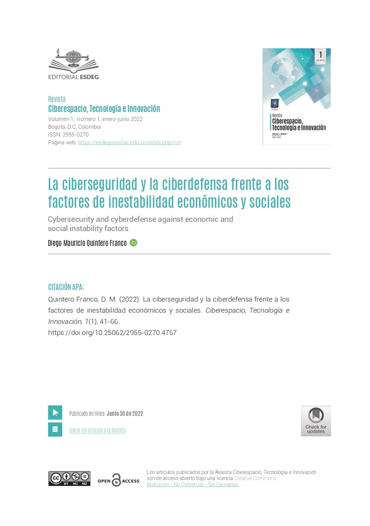 La ciberseguridad y la ciberdefensa frente a los factores de inestabilidad económicos y sociales