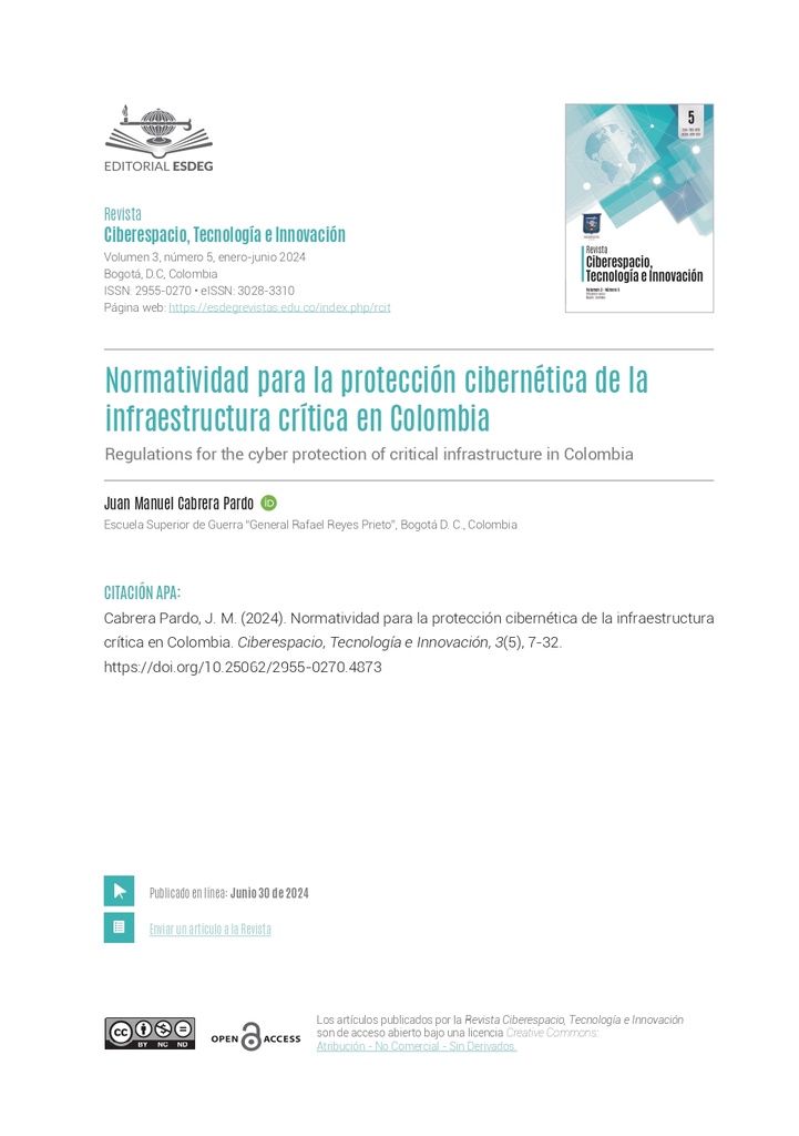 Normatividad para la protección cibernética de la infraestructura crítica en Colombia