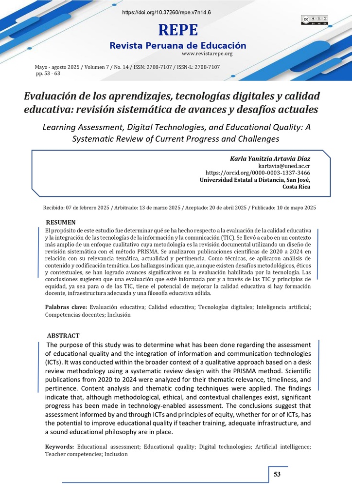 Evaluación de los aprendizajes, tecnologías digitales y calidad educativa: revisión sistemática de avances y desafíos actuales