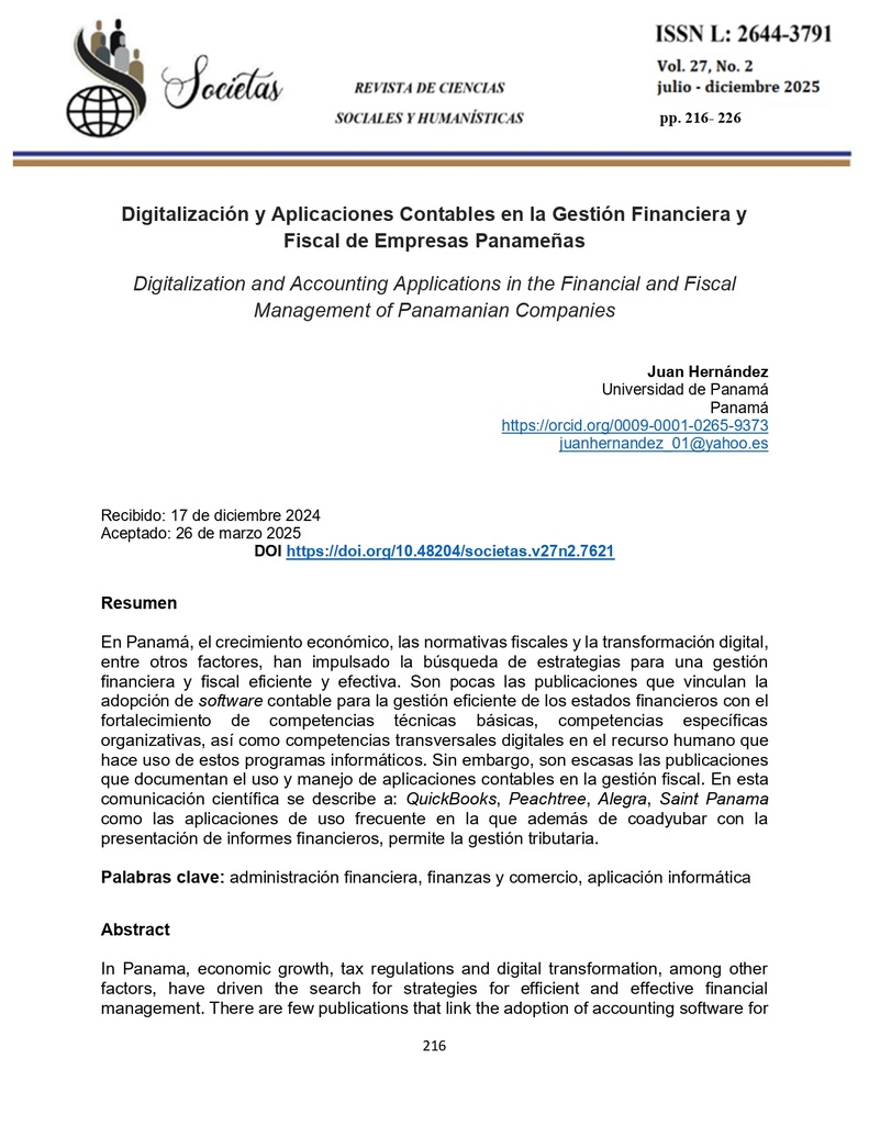 Digitalización y Aplicaciones Contables en la Gestión Financiera y Fiscal de Empresas Panameñas