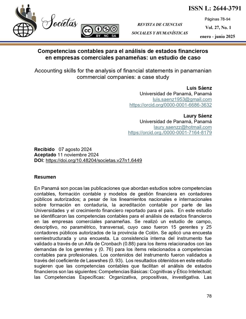 COMPETENCIAS CONTABLES PARA EL ANÁLISIS DE ESTADOS FINANCIEROS EN EMPRESAS COMERCIALES PANAMEÑAS: UN ESTUDIO DE CASO