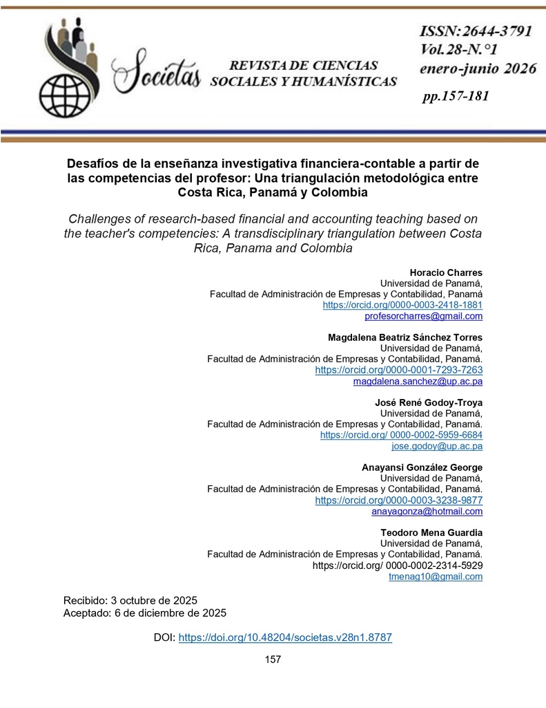 Desafíos de la enseñanza investigativa financiera-contable a partir de las competencias del profesor: una triangulación metodológica entre Costa Rica, Panamá y Colombia