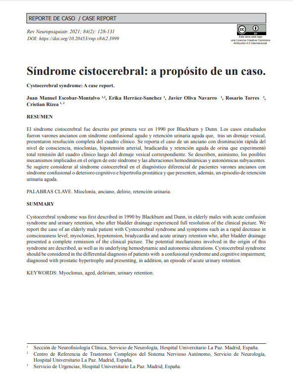 Síndrome cistocerebral: a propósito de un caso