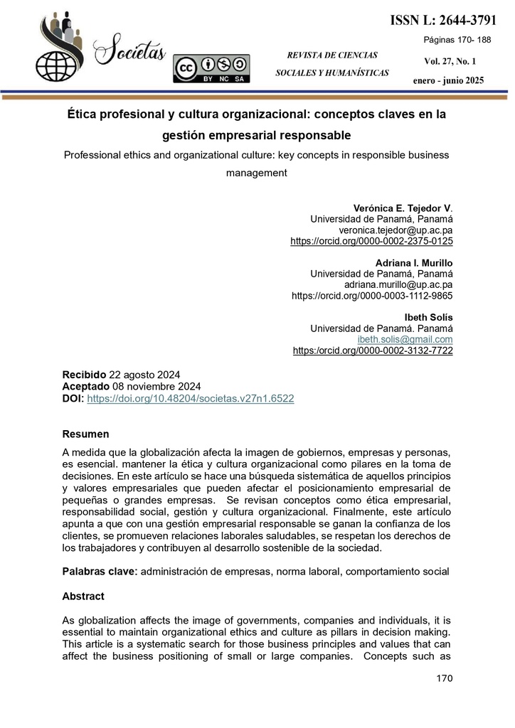 Ética profesional y cultura organizacional: conceptos claves en la gestión empresarial responsable