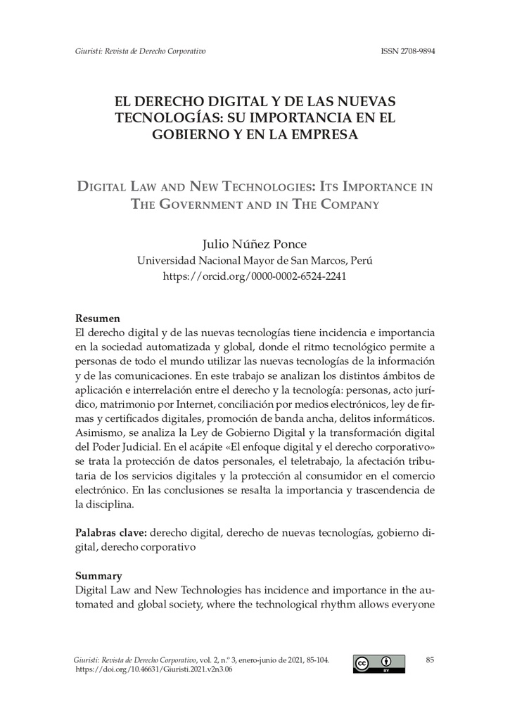 El derecho digital y de las nuevas tecnologías: su importancia en el gobierno y en la empresa
