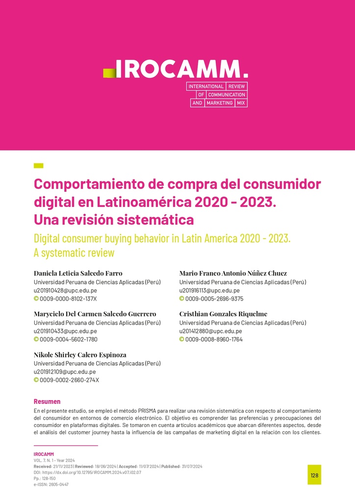 Comportamiento de compra del consumidor digital en Latinoamérica 2020 - 2023.