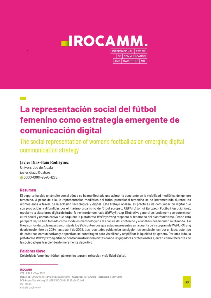 La representación social del fútbol femenino como estrategia emergente de comunicación digital