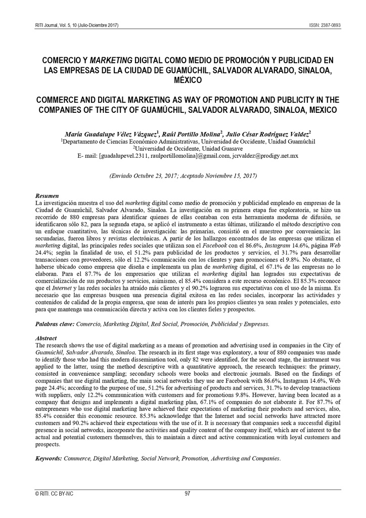 COMERCIO Y MARKETING DIGITAL COMO MEDIO DE PROMOCIÓN Y PUBLICIDAD EN LAS EMPRESAS DE LA CIUDAD DE GUAMÚCHIL, SALVADOR ALVARADO, SINALOA, MÉXICO