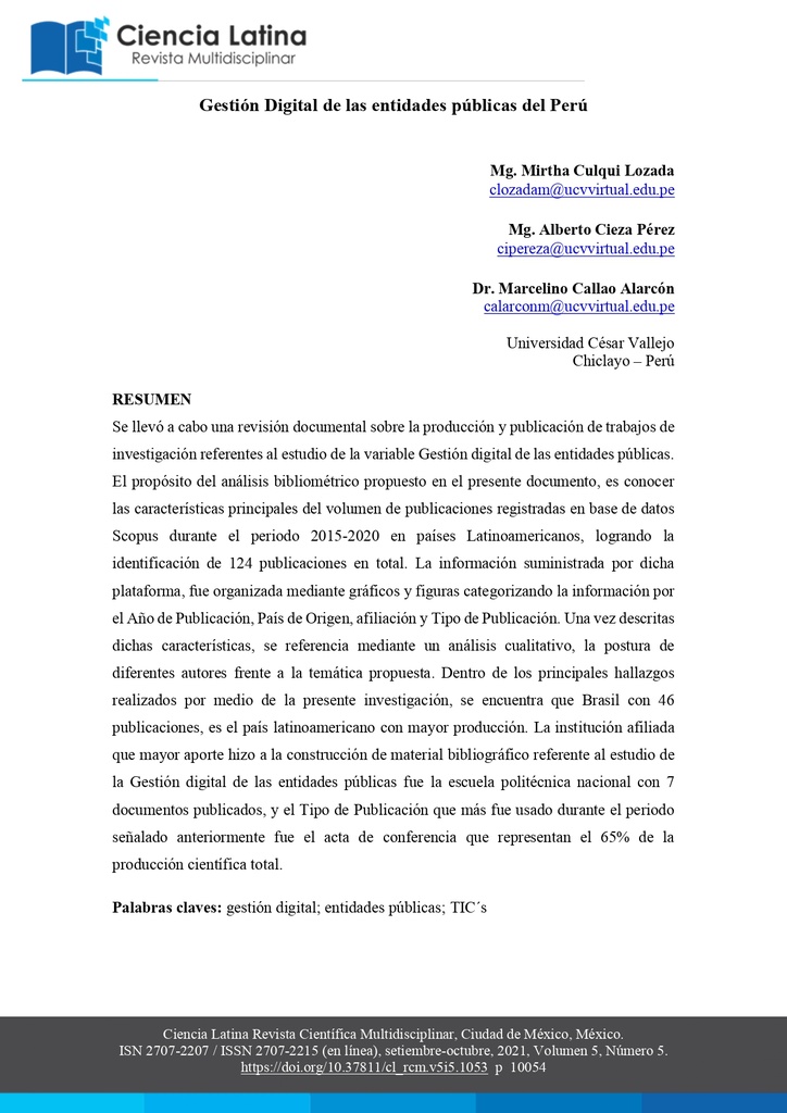 Gestión Digital de las entidades públicas del Perú