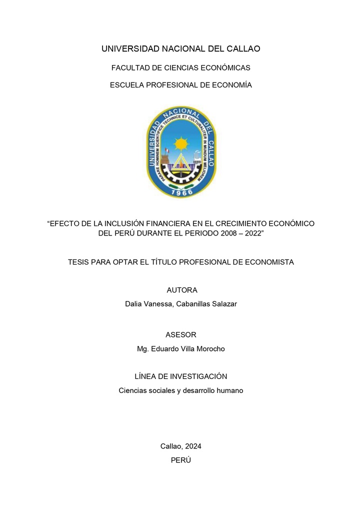 Efecto de la inclusión financiera en el crecimiento económico del Perú durante el periodo 2008 – 2022