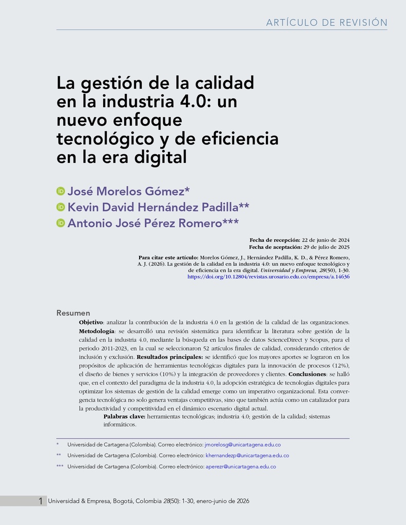 La gestión de la calidad en la industria 4.0: un nuevo enfoque tecnológico y de eficiencia en la era digital