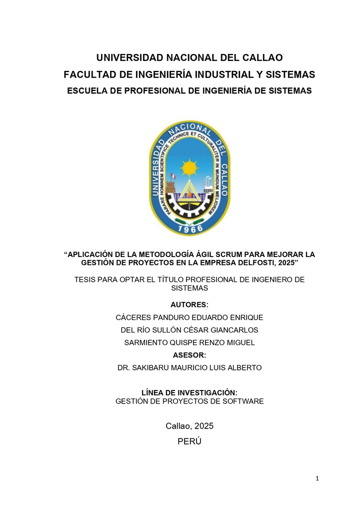 Aplicación de la metodología ágil scrum para mejorar la gestión de proyectos en la empresa Delfosti, 2025