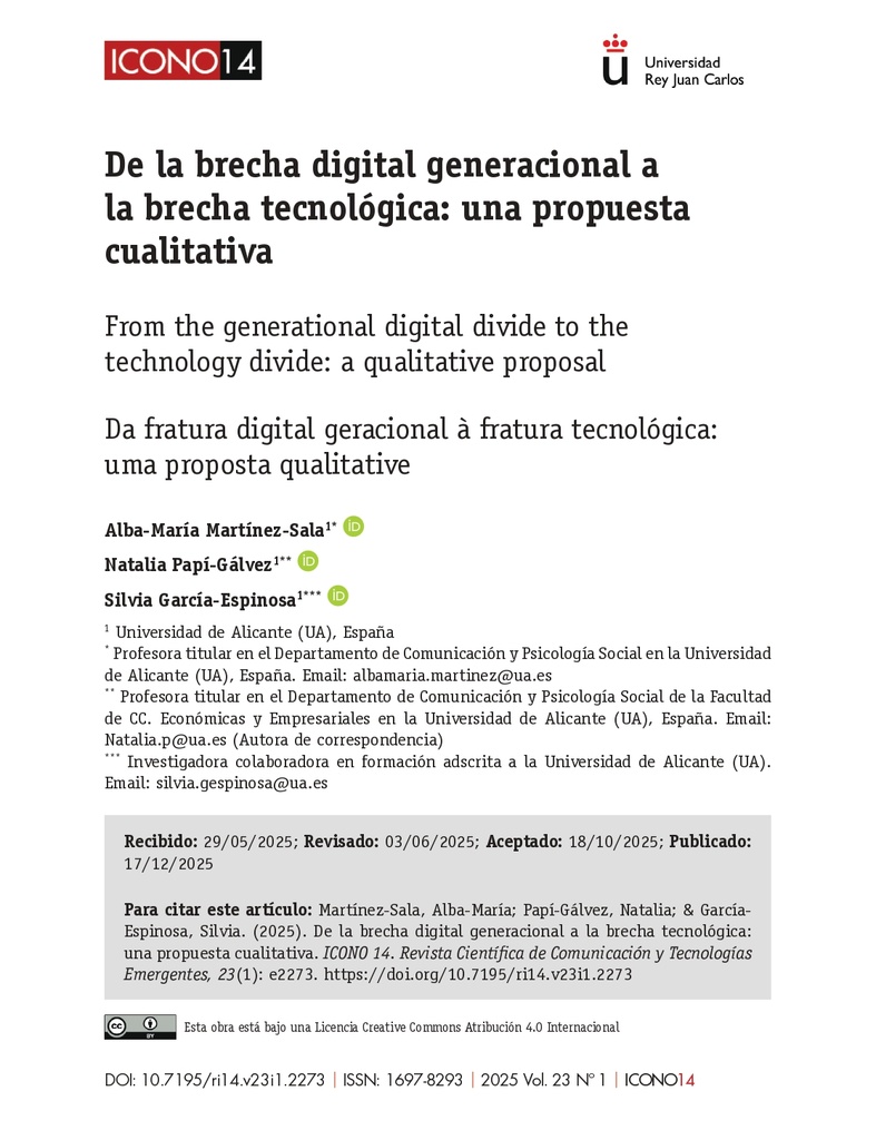 De la brecha digital generacional a la brecha tecnológica: