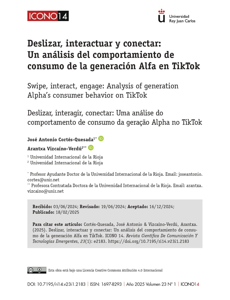 Deslizar, interactuar y conectar: Un análisis del comportamiento de consumo de la generación Alfa en TikTok