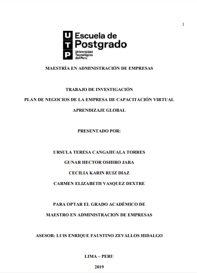 Plan de negocios de la empresa de capacitación virtual aprendizaje global