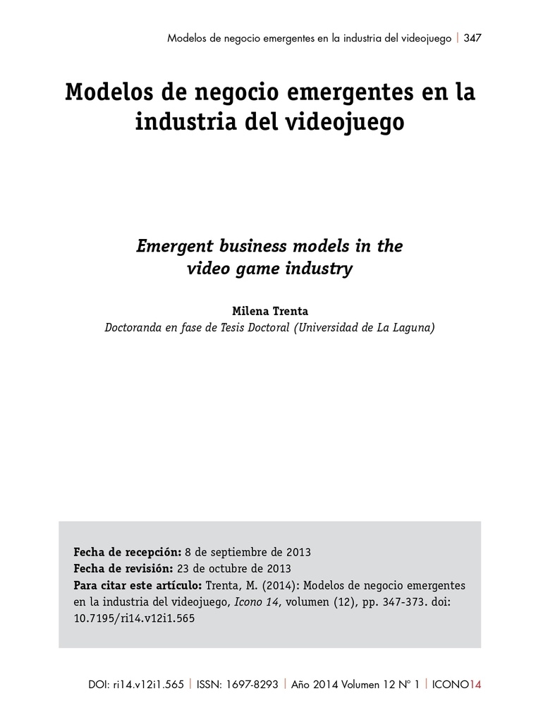 Modelos de negocio emergentes en la industria del videojuego