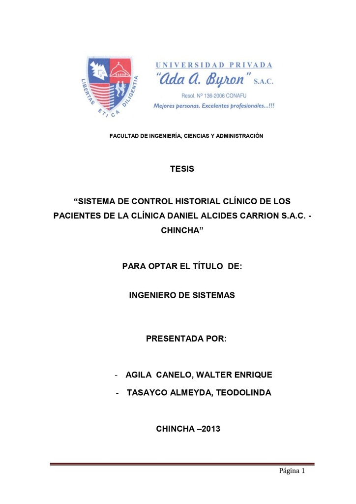 Sistema de control historial clínico de los pacientes de la clínica Daniel Alcides Carrión