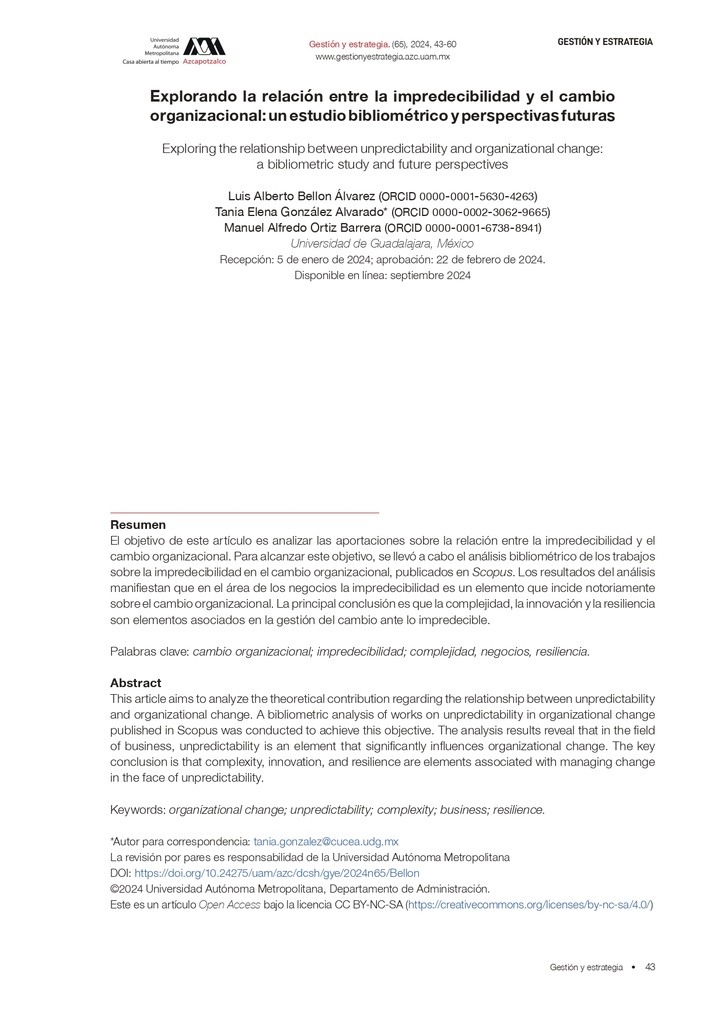 Explorando la relación entre la impredecibilidad y el cambio organizacional: un estudio bibliométrico y perspectivas futuras