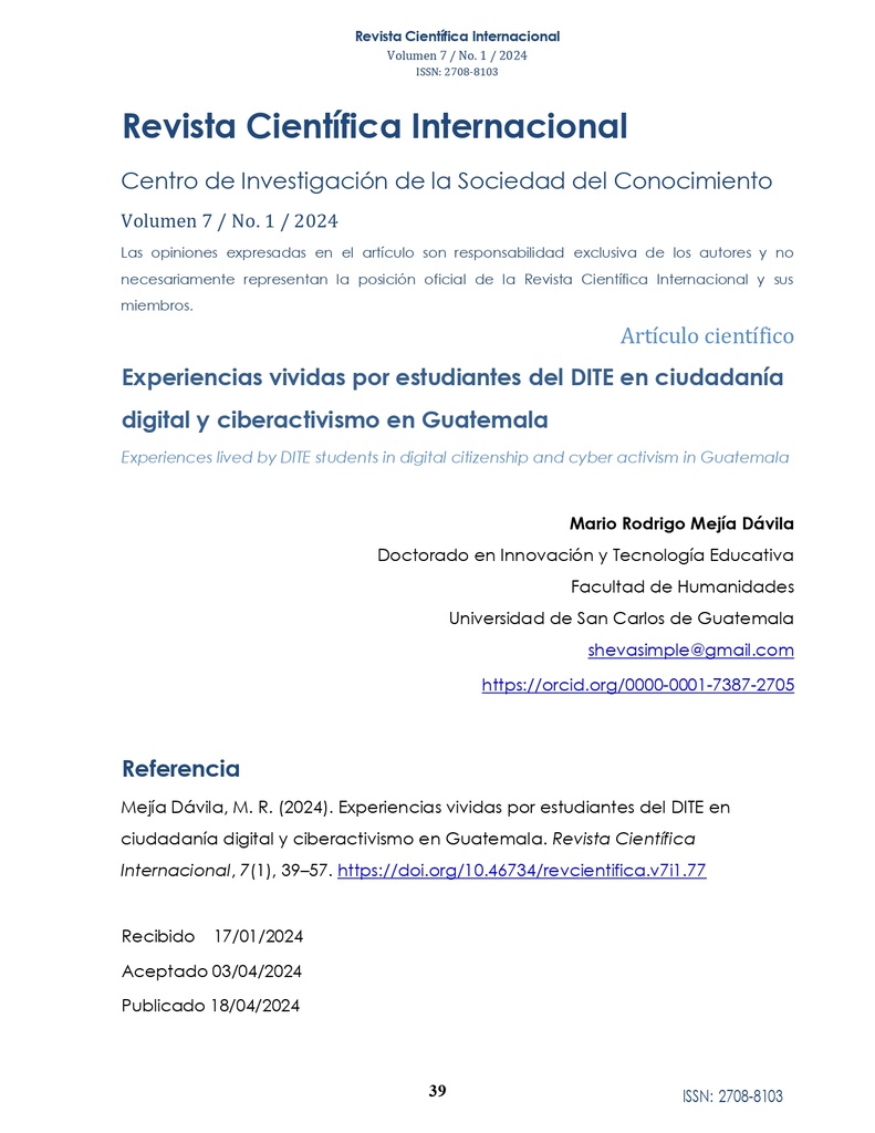 Experiencias vividas por estudiantes del DITE en ciudadanía digital y ciberactivismo en Guatemala