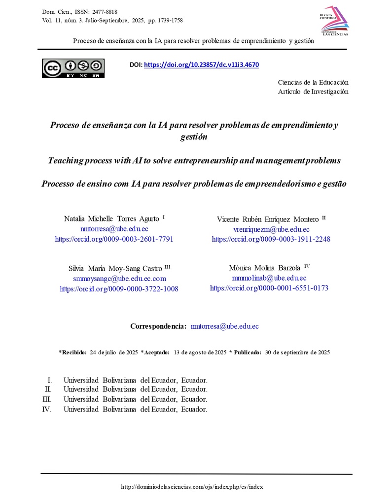 Proceso de enseñanza con la IA para resolver problemas de emprendimiento y gestión