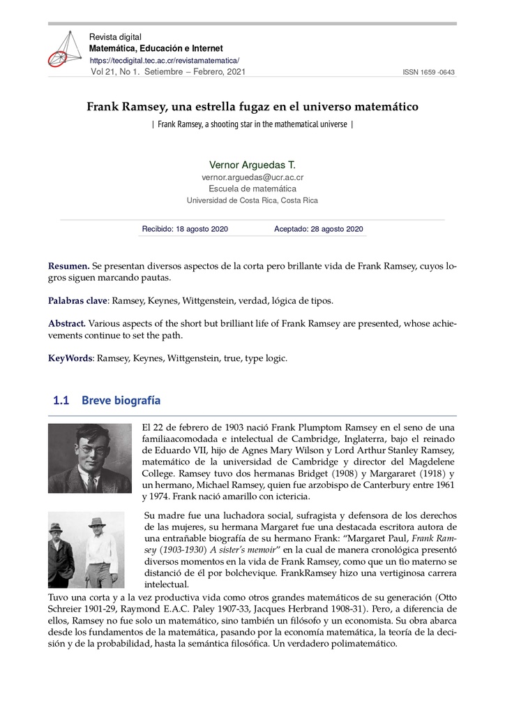 Revista Digital Matemática, Educación e Internet Vol. 21 No. 1